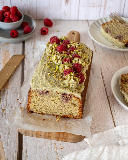 Rasberry pistachio tea cake