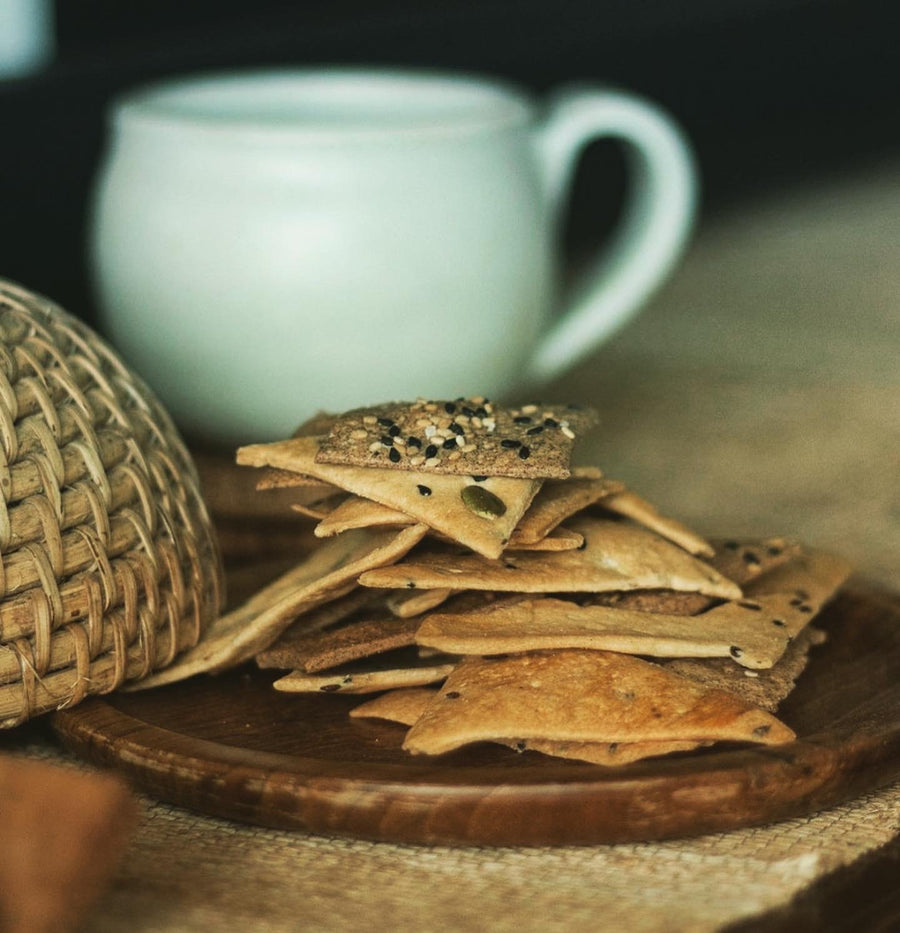 Seeded sourdough crackers pan india by Weirdough