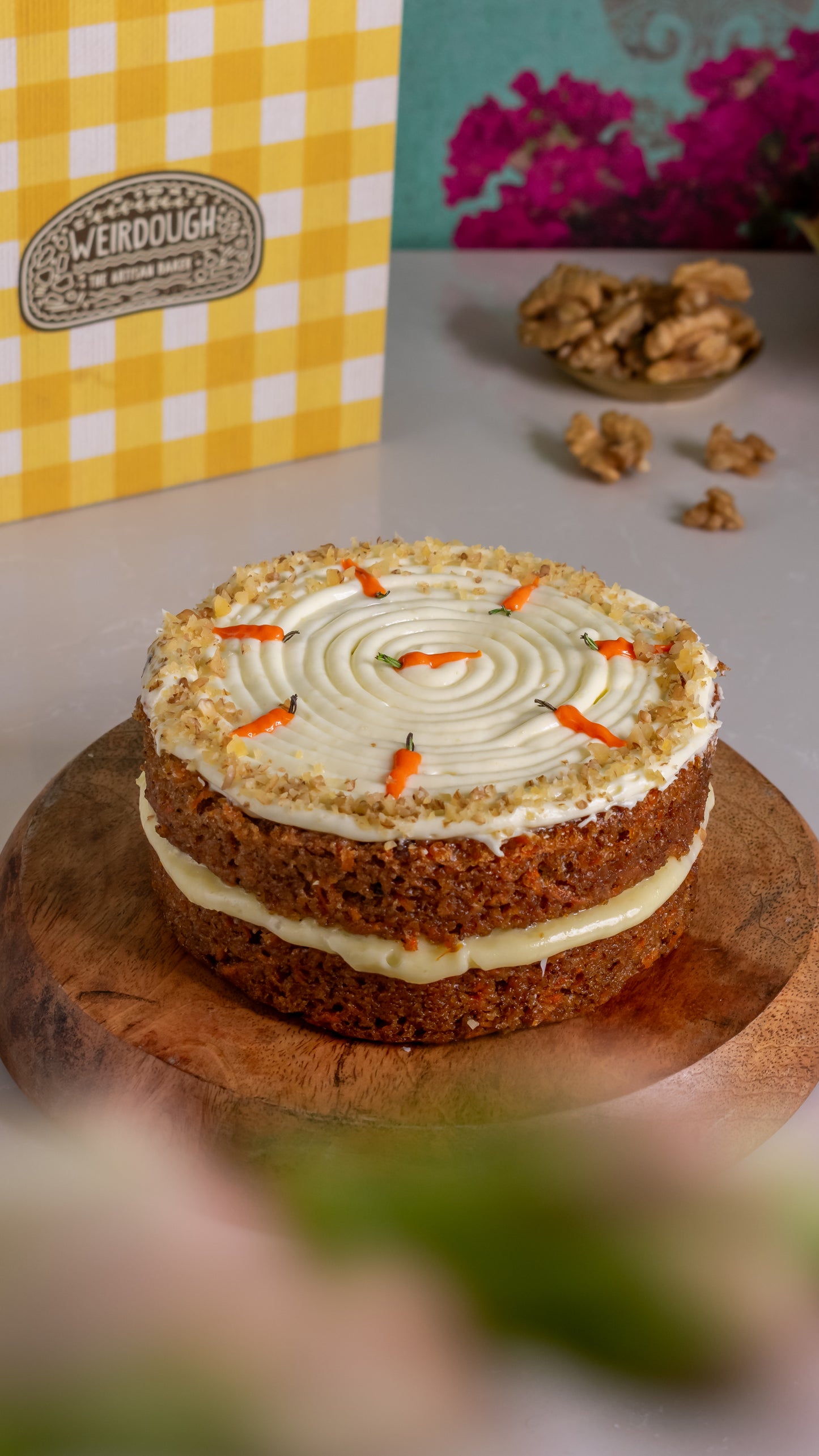 Carrot and walnut cake with Cream cheese frosting