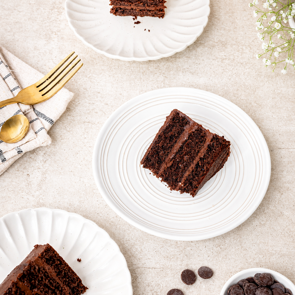 Slice of Classic chocolate cake