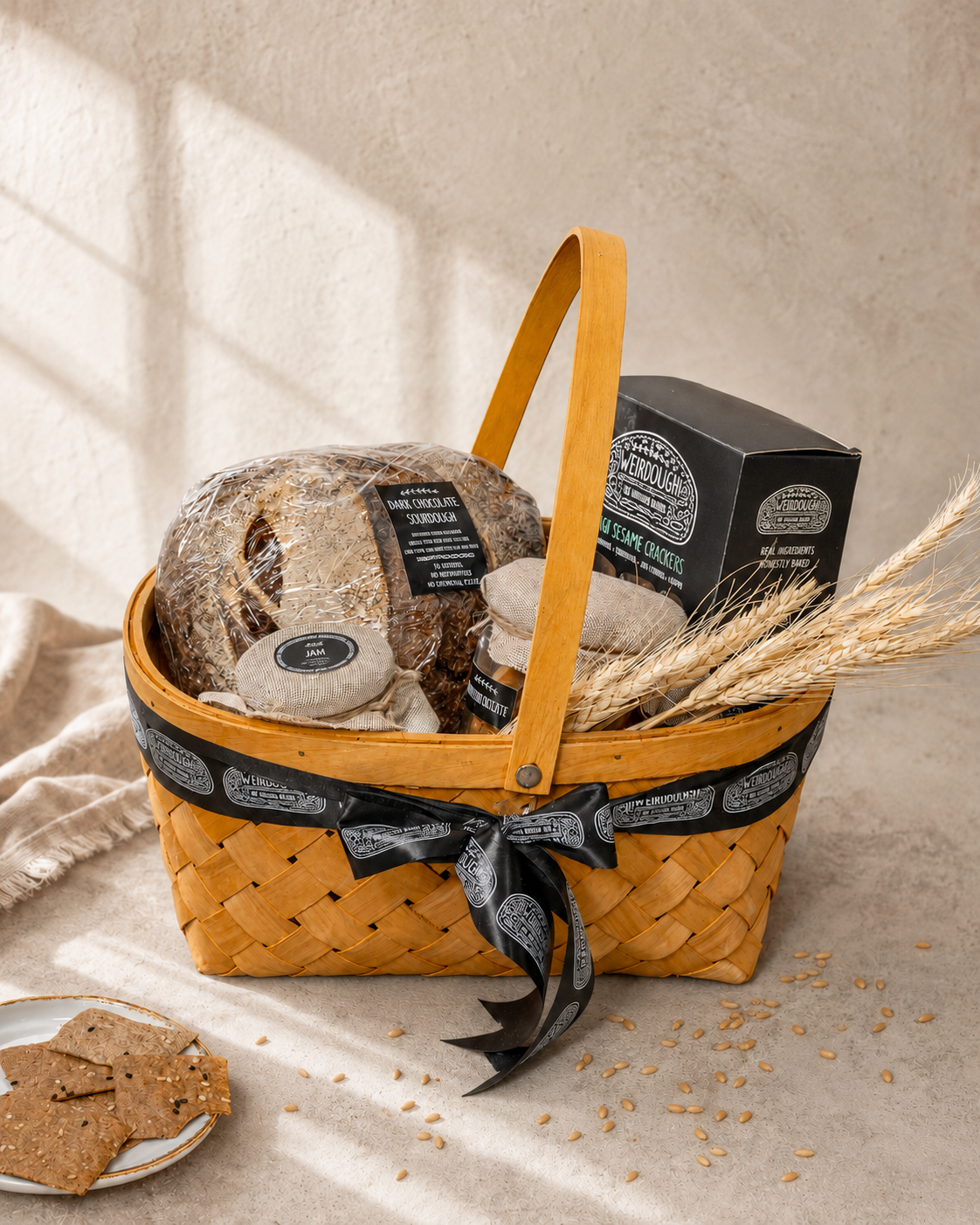 The Cocoa Pantry gift hamper in bright natural light