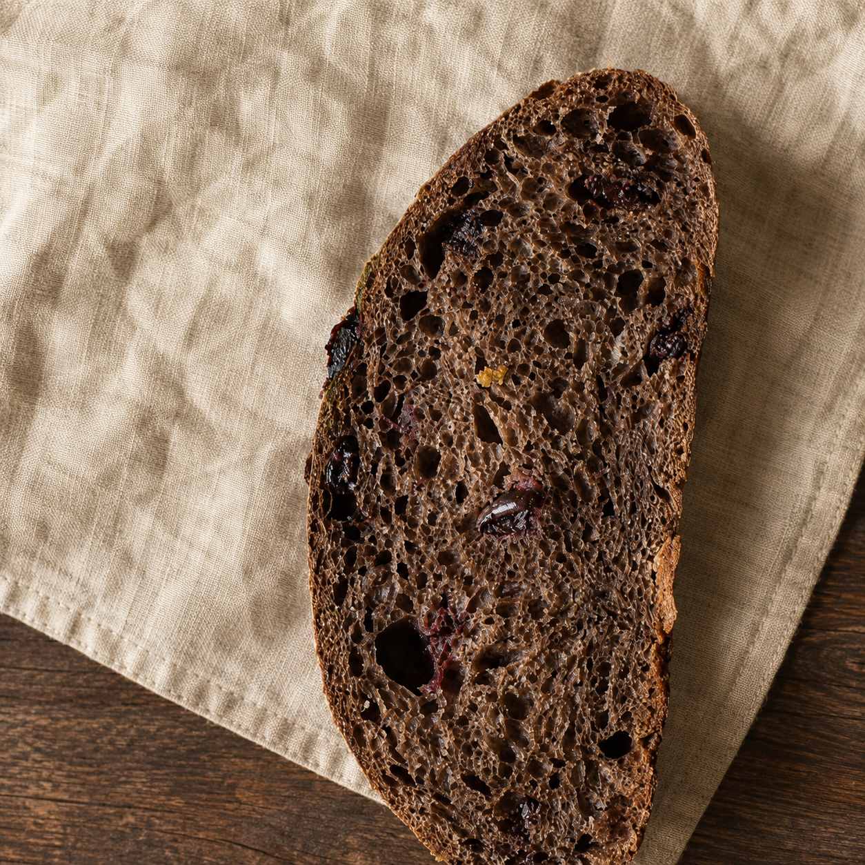 Dark chocolate cherry sourdough slice