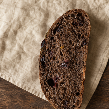 Dark chocolate cherry sourdough slice