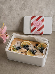 Lemon Blueberry Flourless Cake in Weirdough travel tin