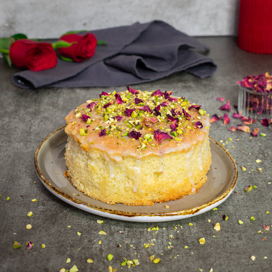 Pistachio & rose cake