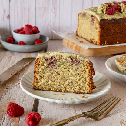 Rasberry pistachio tea cake