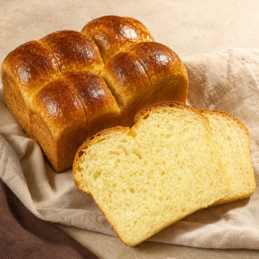 Sourdough brioche loaf with sliced crumb