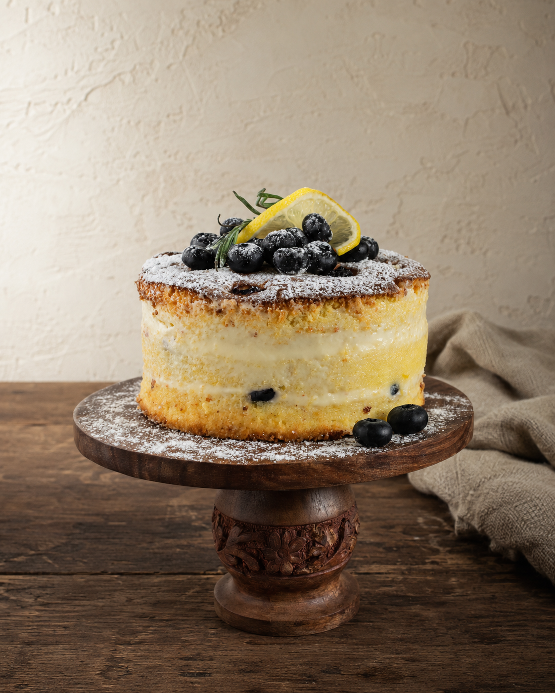 Lemon and blueberry flourless cake with cream cheese frosting by Weirdough
