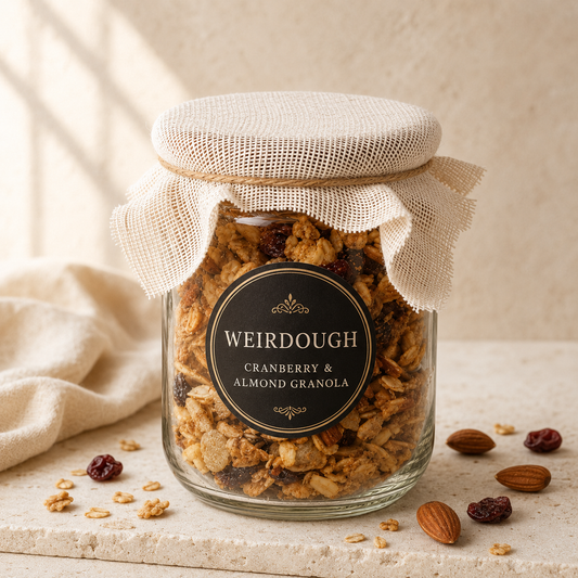 Weirdough Cranberry and Almond Granola jar