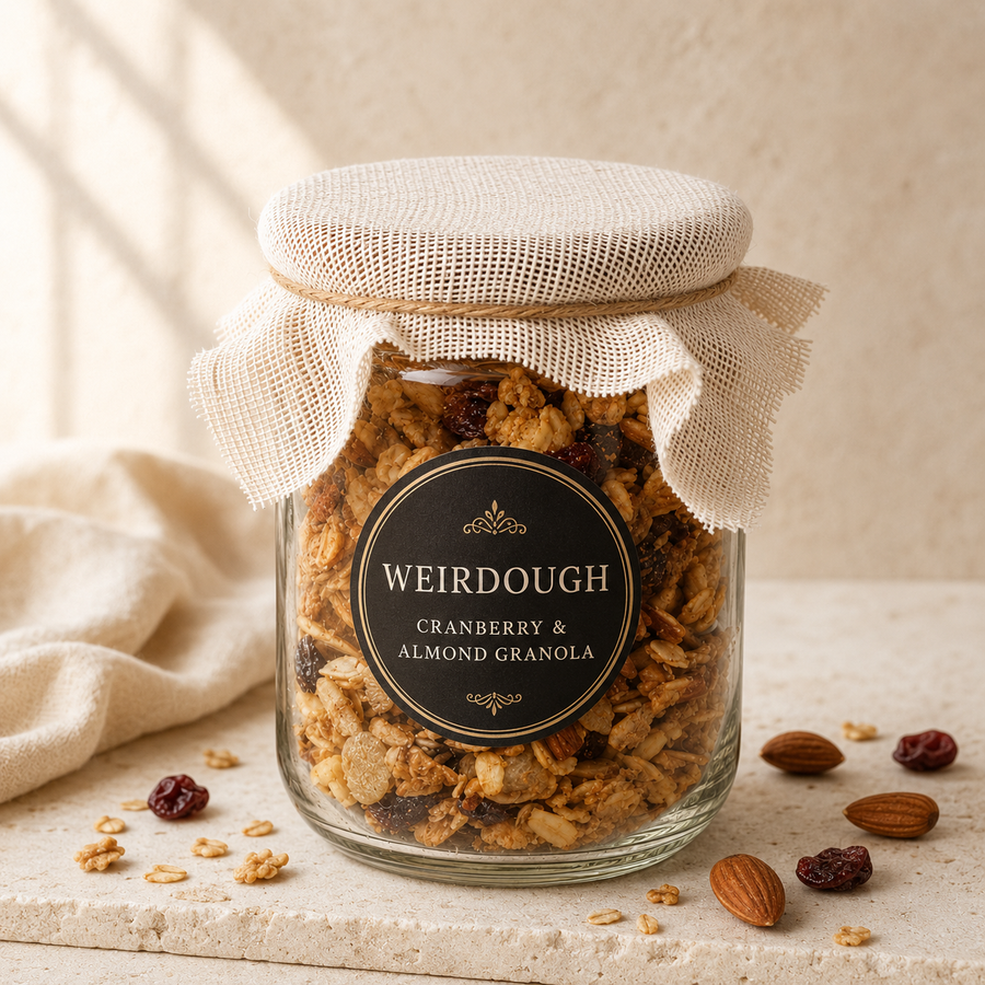 Weirdough Cranberry and Almond Granola jar