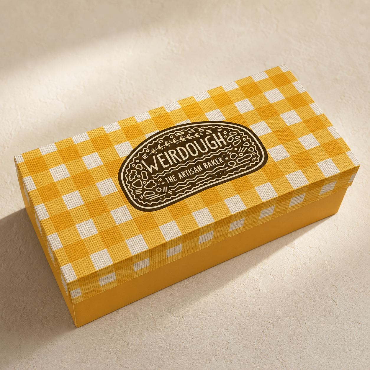 Rectangular Weirdough gift box for long-format cakes